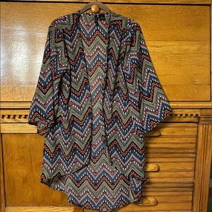 New Directions Lightweight Multicolor Chevron Duster Cardigan Size Large